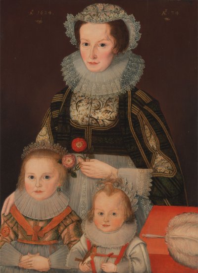 Portret van een dame en haar twee kinderen door Unknown